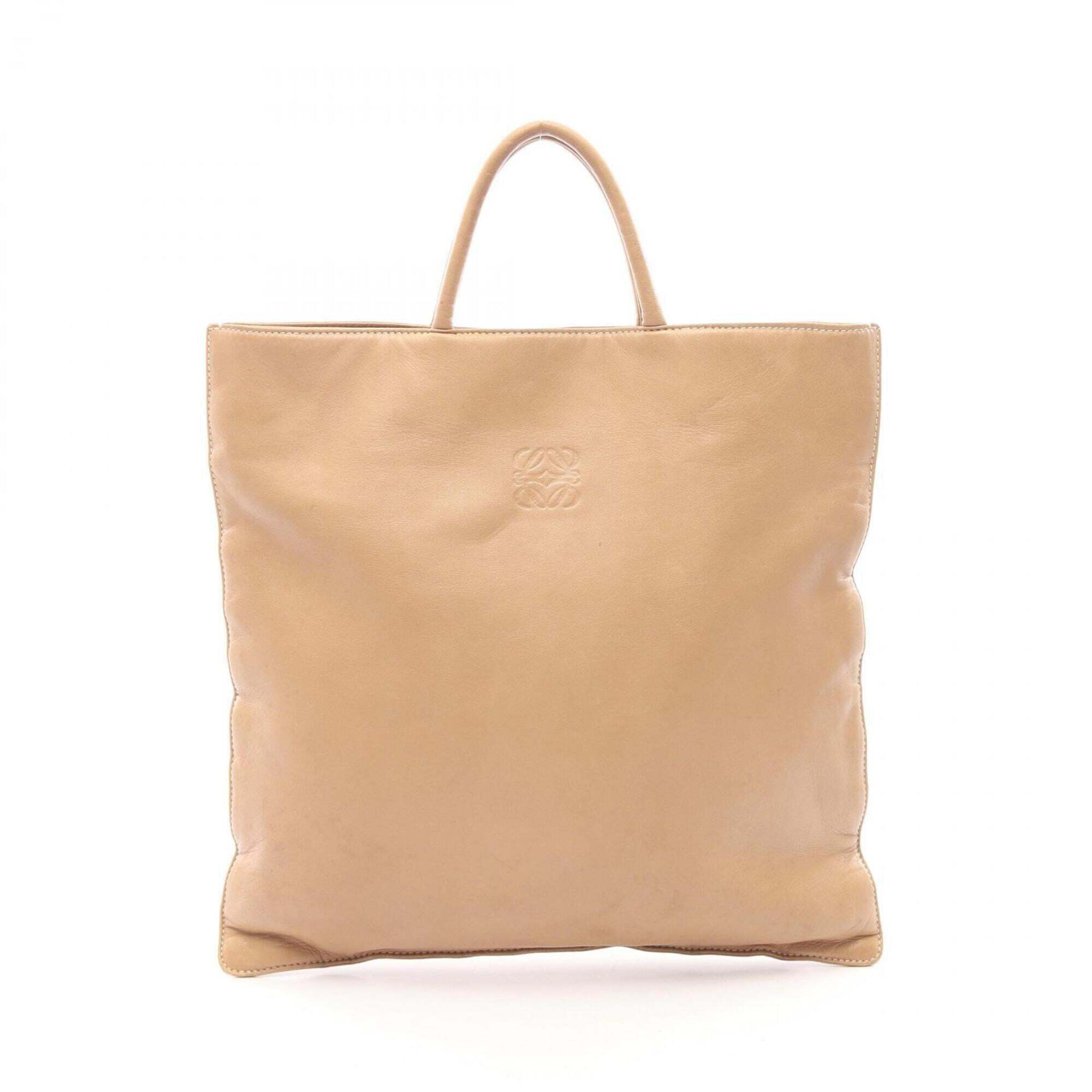 Loewe Anagram Tote Bag Handbag Leather Women's Beige